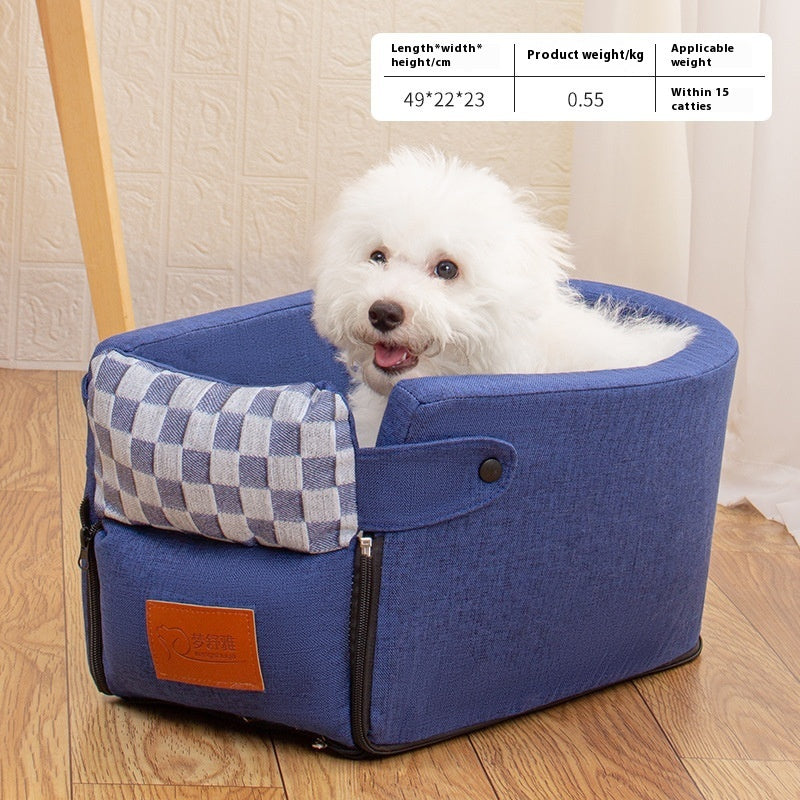 Reinforced checkered pet travel bed bag