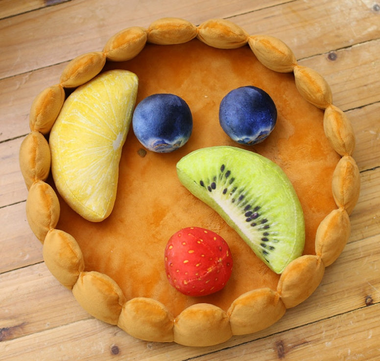 Egg tart-shaped plush winter pet mat