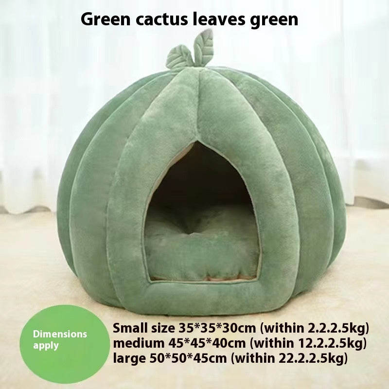 Leaf-pumpkin semi-enclosed pet bed, all seasons