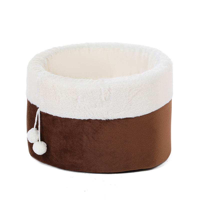 Winter Warm Plush Small Printed Cat Bed Pet Nest