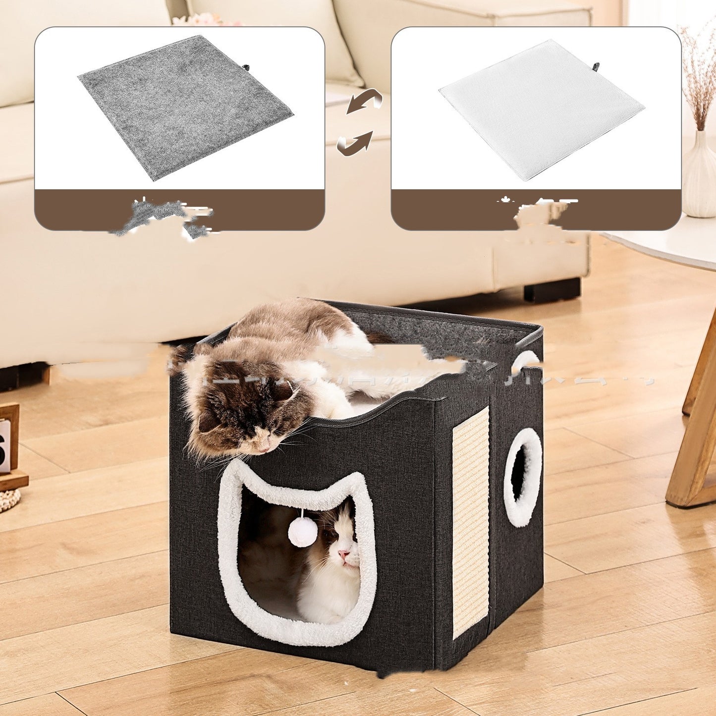 Double-layer Pointed Ear Pet Bed Indoor Foldable