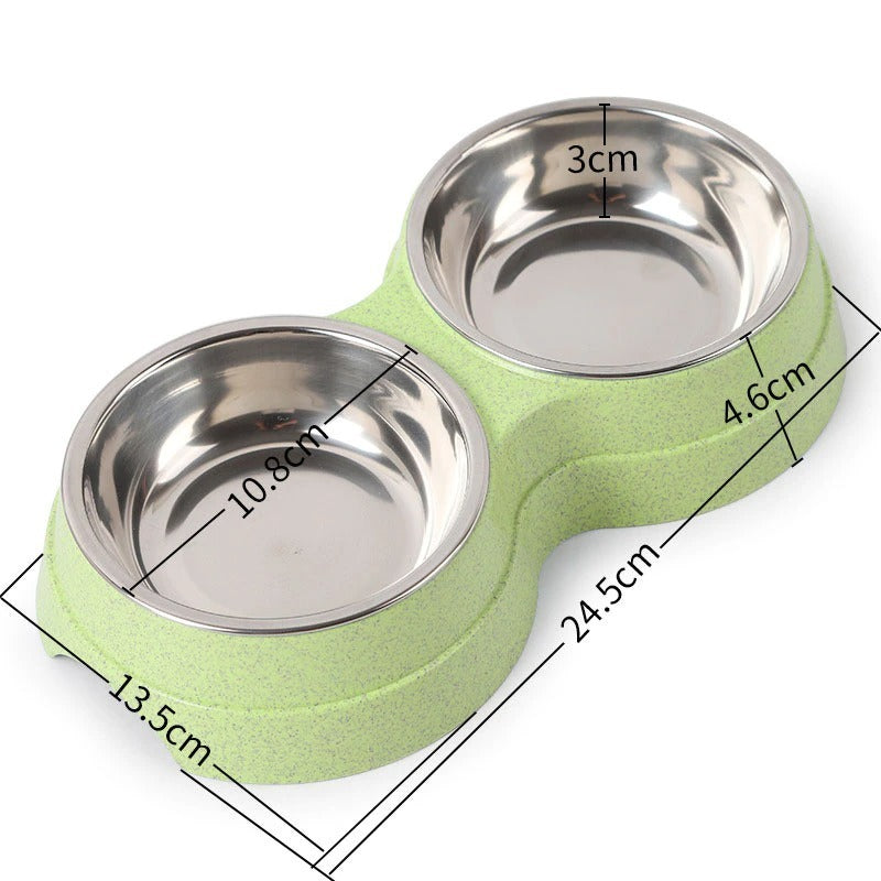 Double stainless steel pet feeding bowls