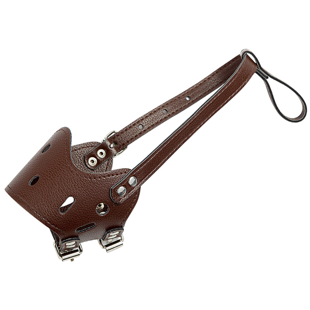 Leather anti-barking dog muzzle, adjustable