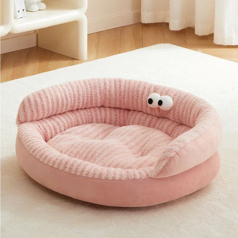 Modern solid color washable plush pet bed