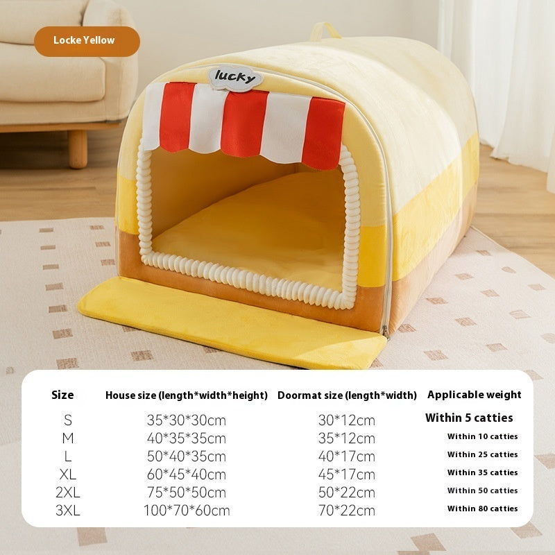Painted design large dog bed, autumn & winter