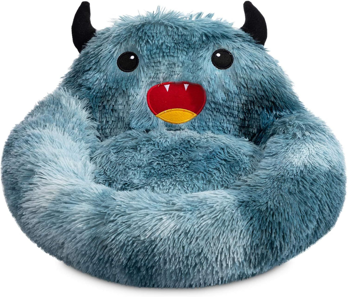 Self-warming faux fur donut pet bed