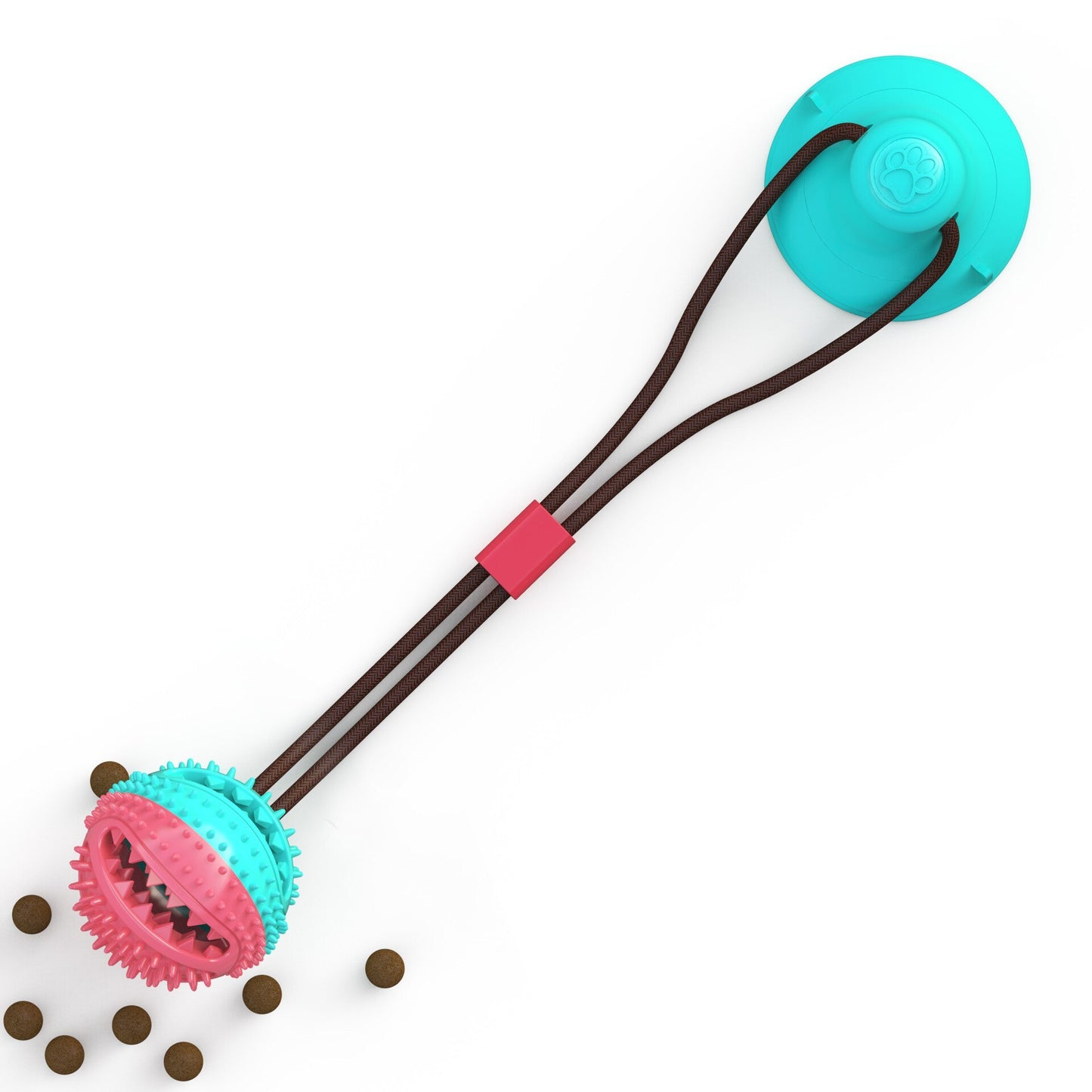 Suction cup tug-of-war toy with treats