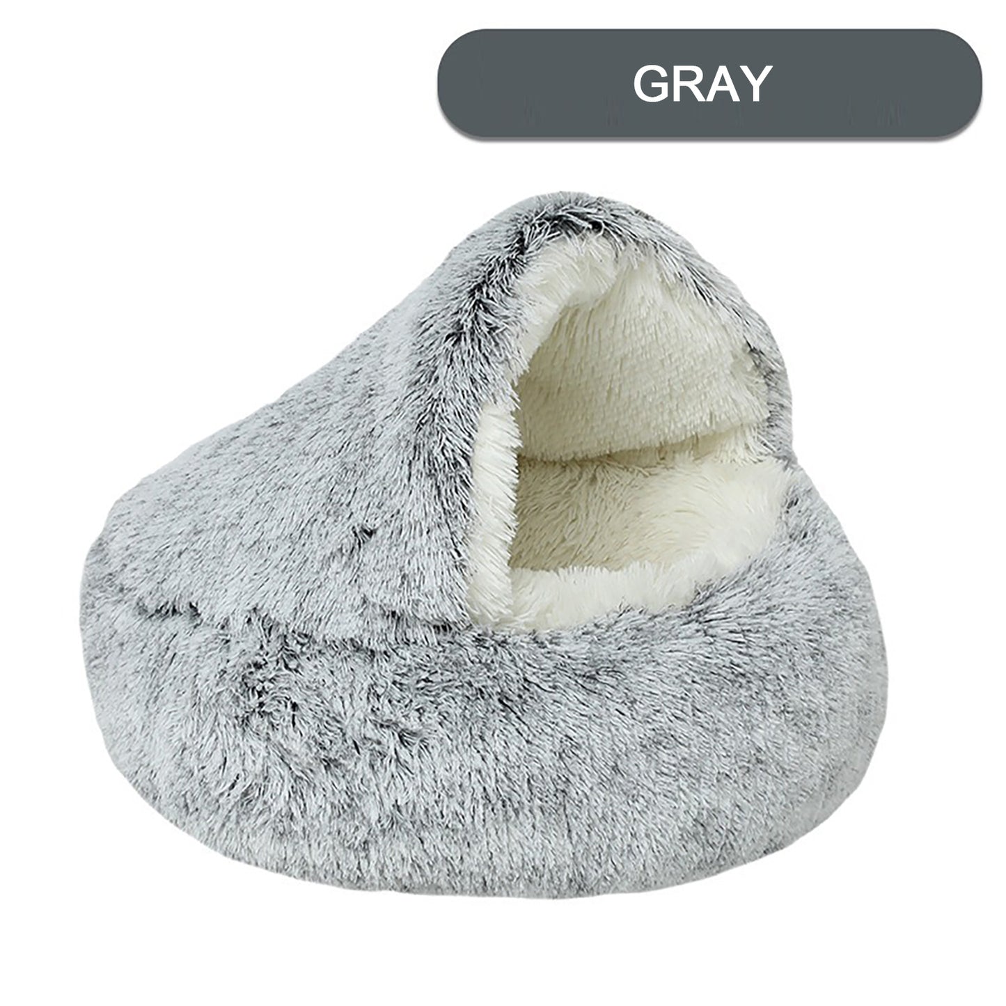 Luxurious faux fur burrowing cave bed
