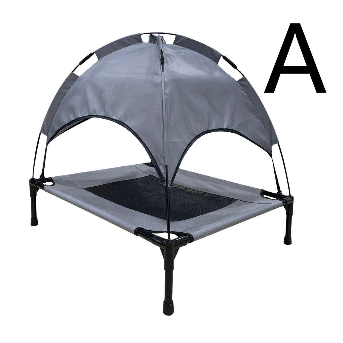 Covered outdoor raised pet tent bed