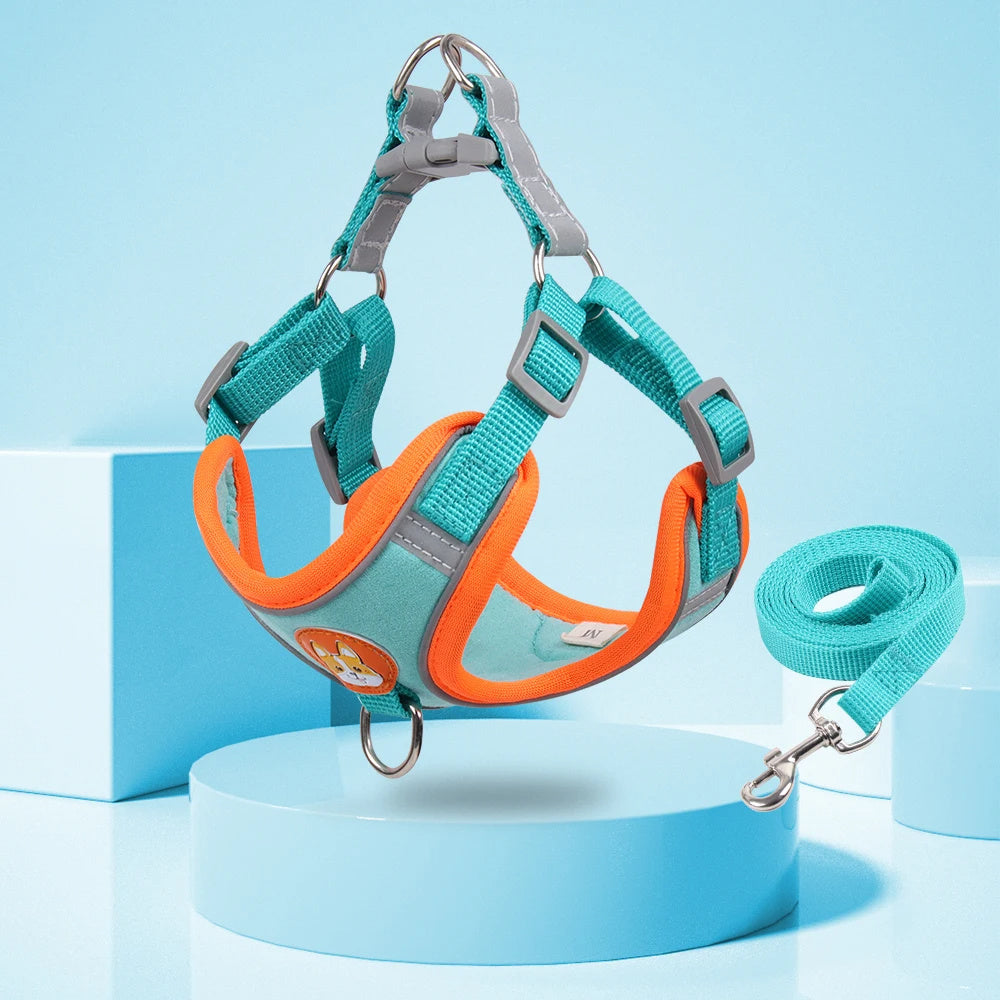 Reflective no-pull leash & harness set