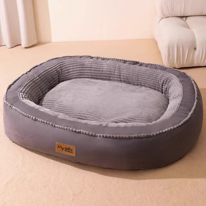 Plush premium oval pet bed