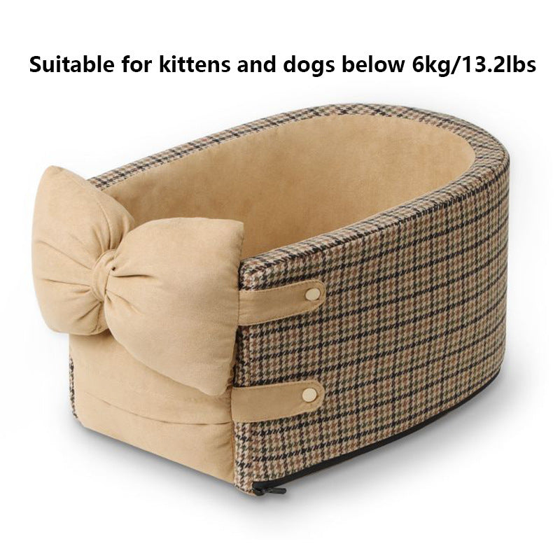 Front seat console pet bed