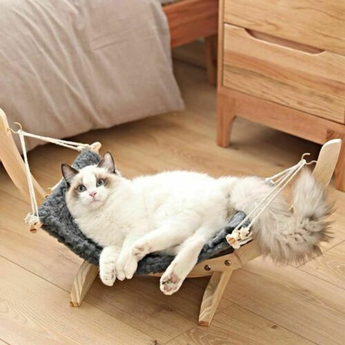 Solid wood hanging cat hammock