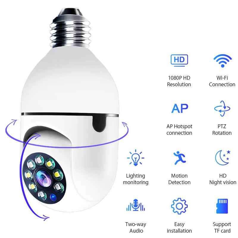 360° smart security camera, light bulb socket