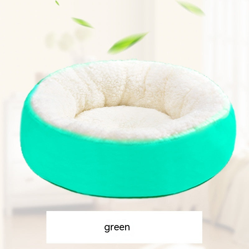Round lamb wool warm cat bed