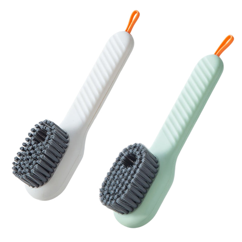 Self-dispensing deep cleaning shoe brush