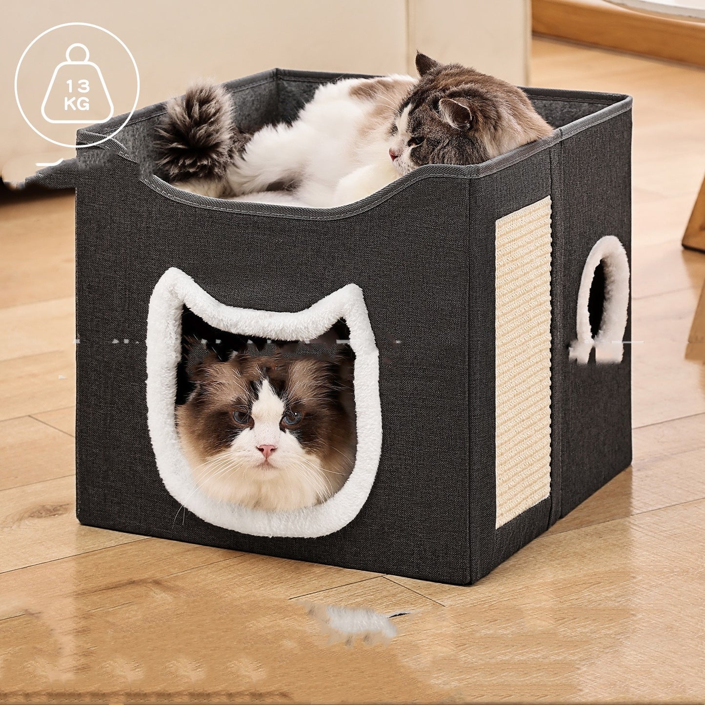 Double-layer pointed ear foldable cat bed