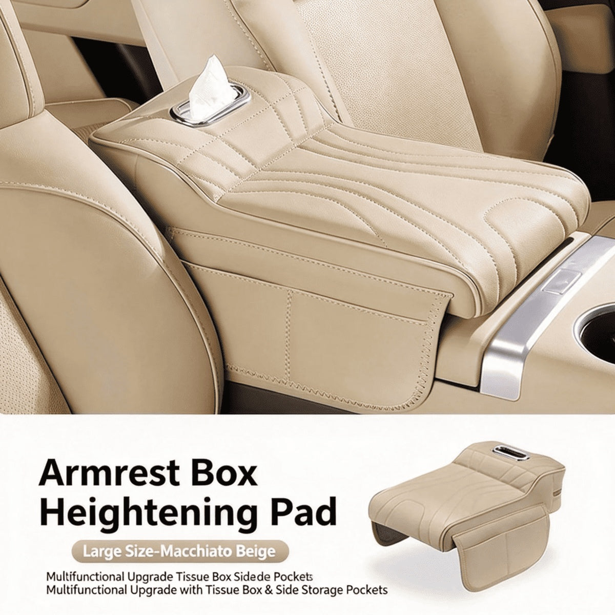 Memory foam car armrest cover with storage