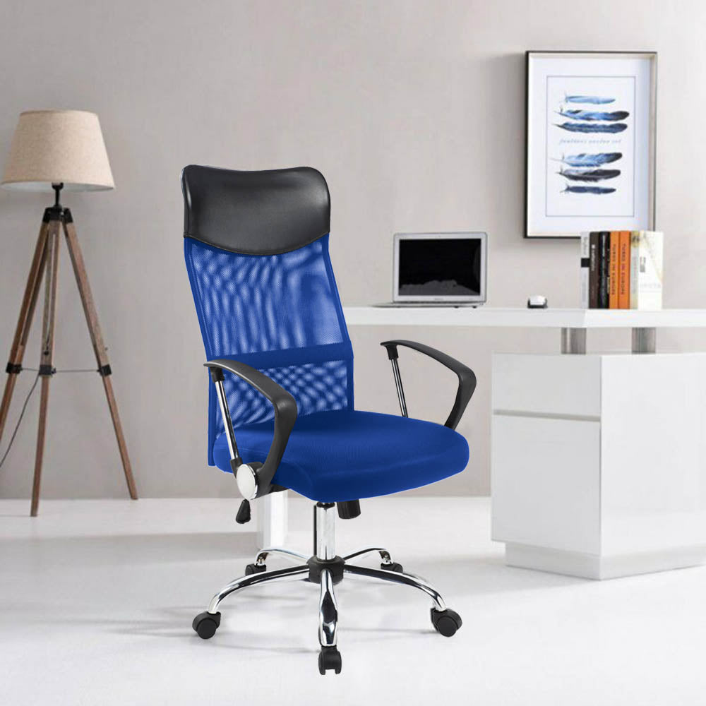 Ergonomic office chair with raised back - blue-1