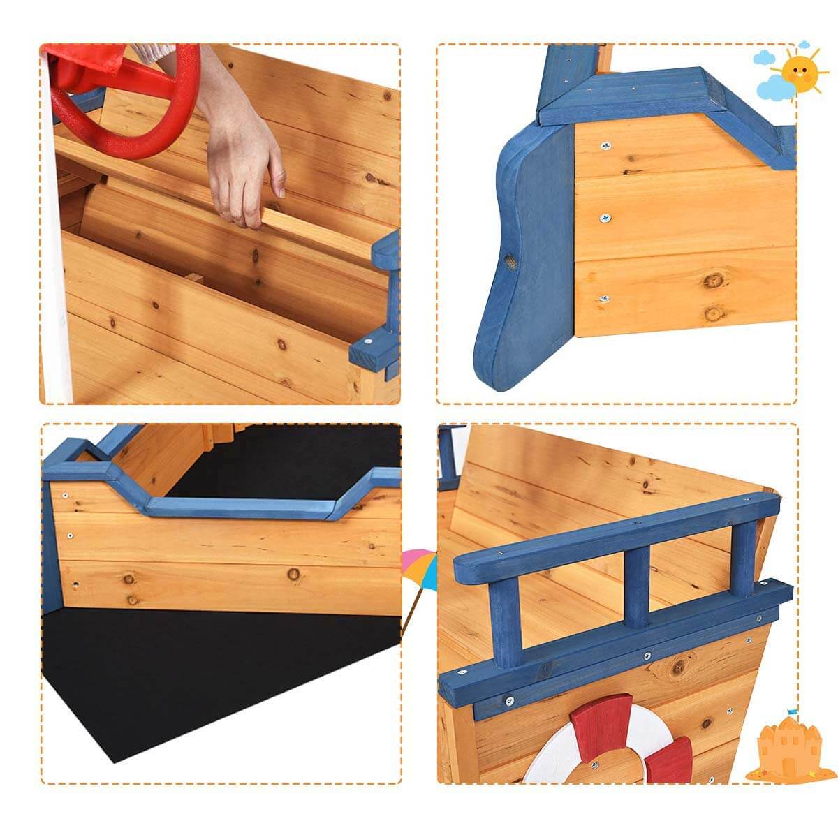Sandpit in the shape of a pirate ship-3