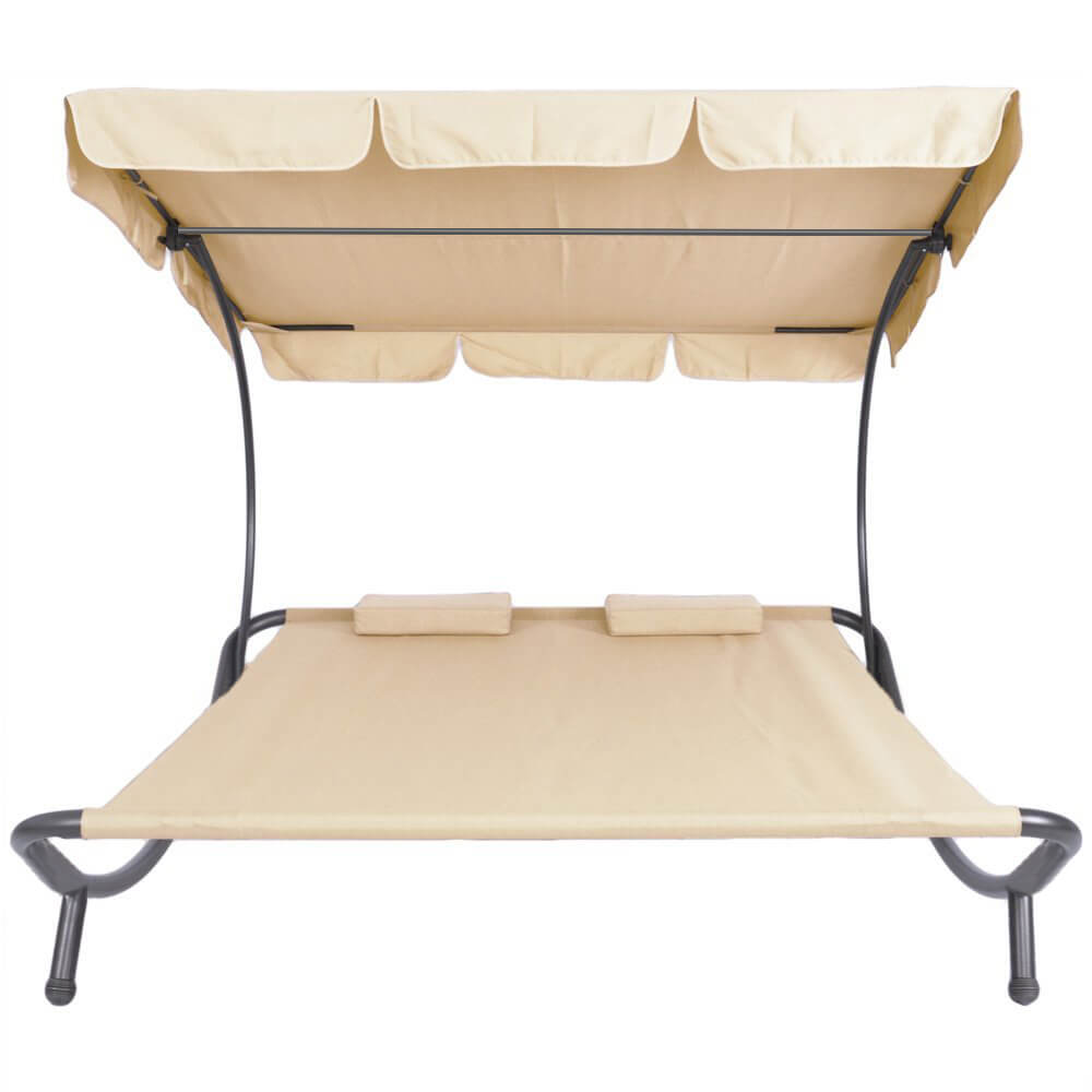 Double sunbed with shade - beige-2