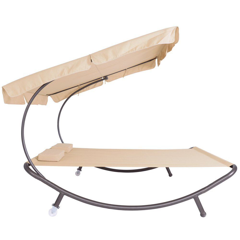 Double sunbed with shade - beige-1