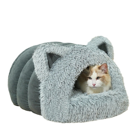 Cat Dog Bed Plush Cat Ears Decoration Large Collar Pet Bed Warm Thick Pet Supplies Suitable For Kittens And Puppies