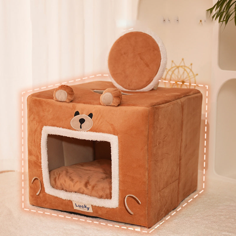 Cat House Cat Bed Snooze Indoor Kennel Self Warming Sleeping Washable Removable Pet Tent Cave Bed Pet Shelter For Puppy Dog