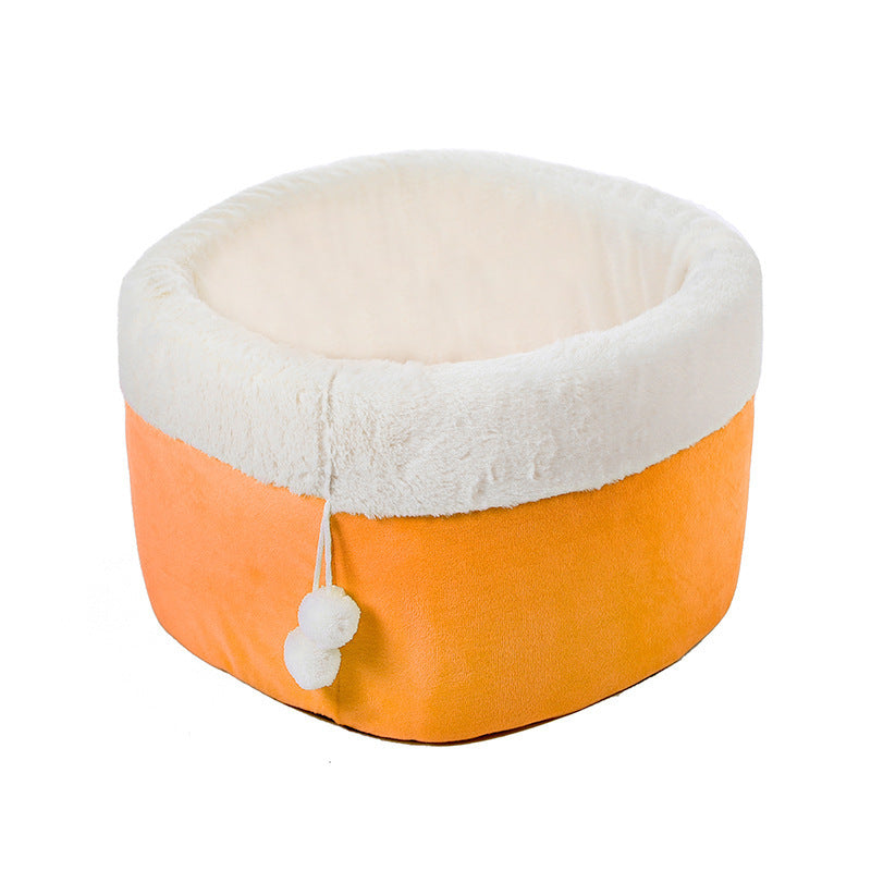 Winter Warm Plush Small Printed Cat Bed Pet Nest