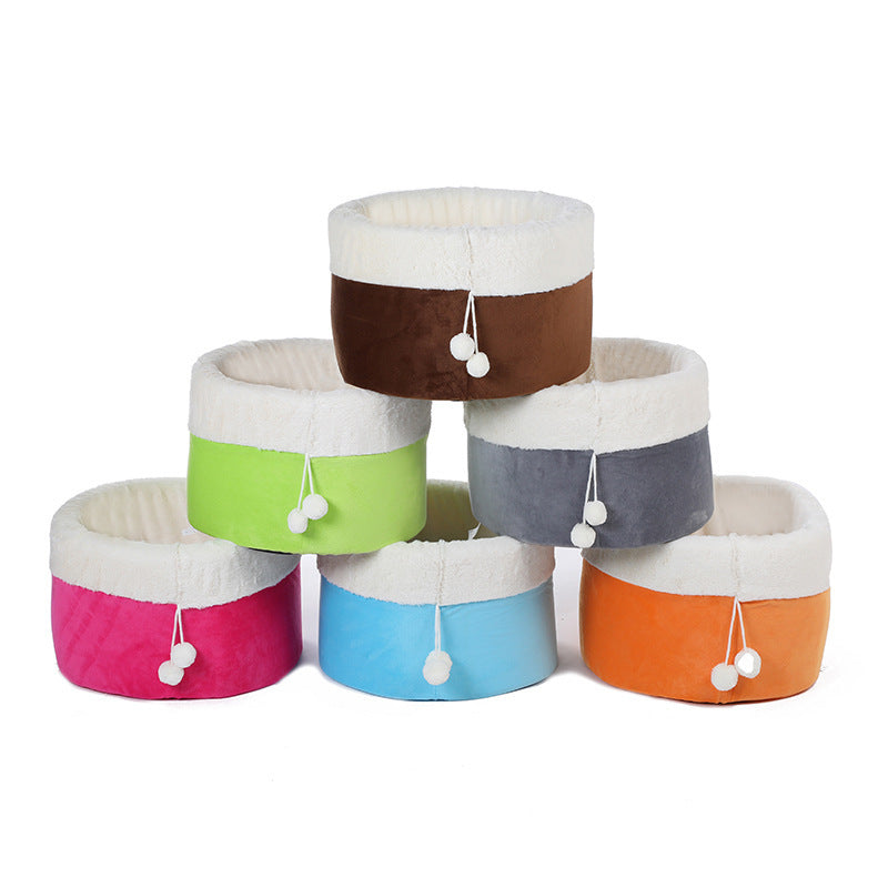 Winter Warm Plush Small Printed Cat Bed Pet Nest