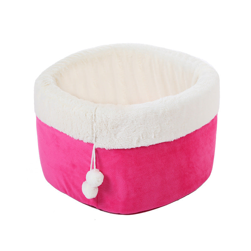 Winter Warm Plush Small Printed Cat Bed Pet Nest