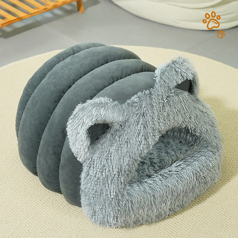 Cat Dog Bed Plush Cat Ears Decoration Large Collar Pet Bed Warm Thick Pet Supplies Suitable For Kittens And Puppies