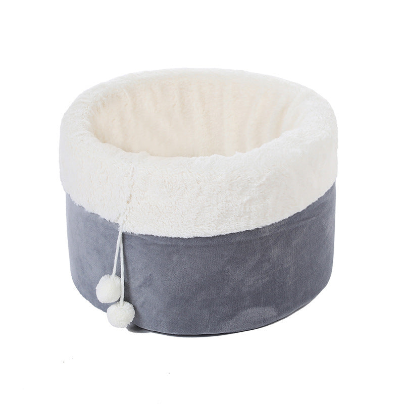 Winter Warm Plush Small Printed Cat Bed Pet Nest