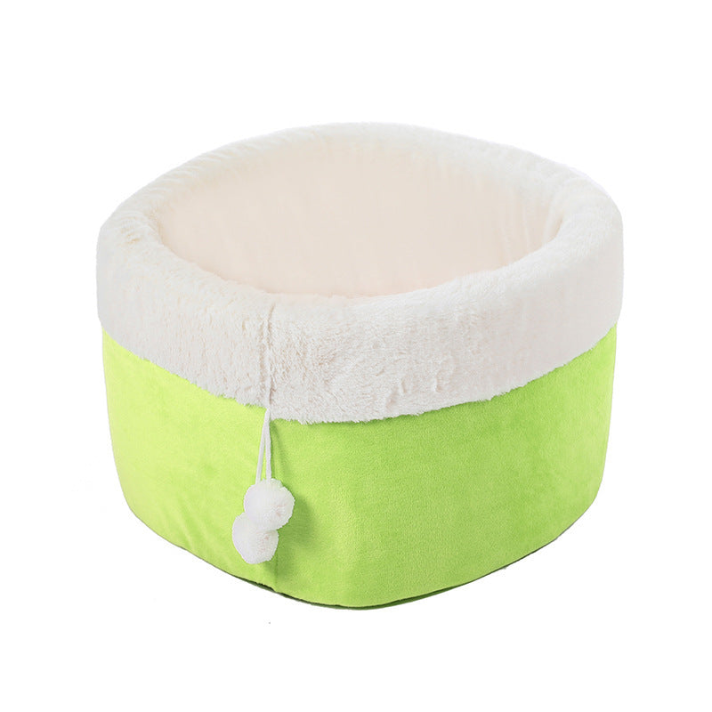 Winter Warm Plush Small Printed Cat Bed Pet Nest