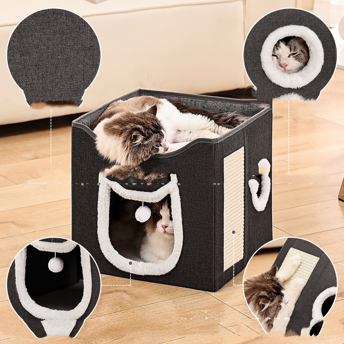 Double-layer Pointed Ear Pet Bed Indoor Foldable