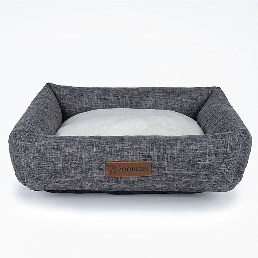 Linen square pet bed for autumn & winter