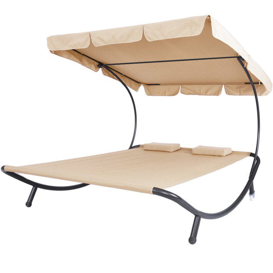Double sunbed with shade - beige-0