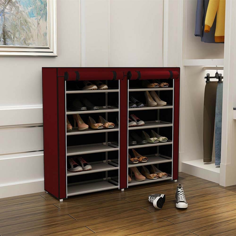 Mobile shoe storage cabinet in 4 colors - burgundy-2