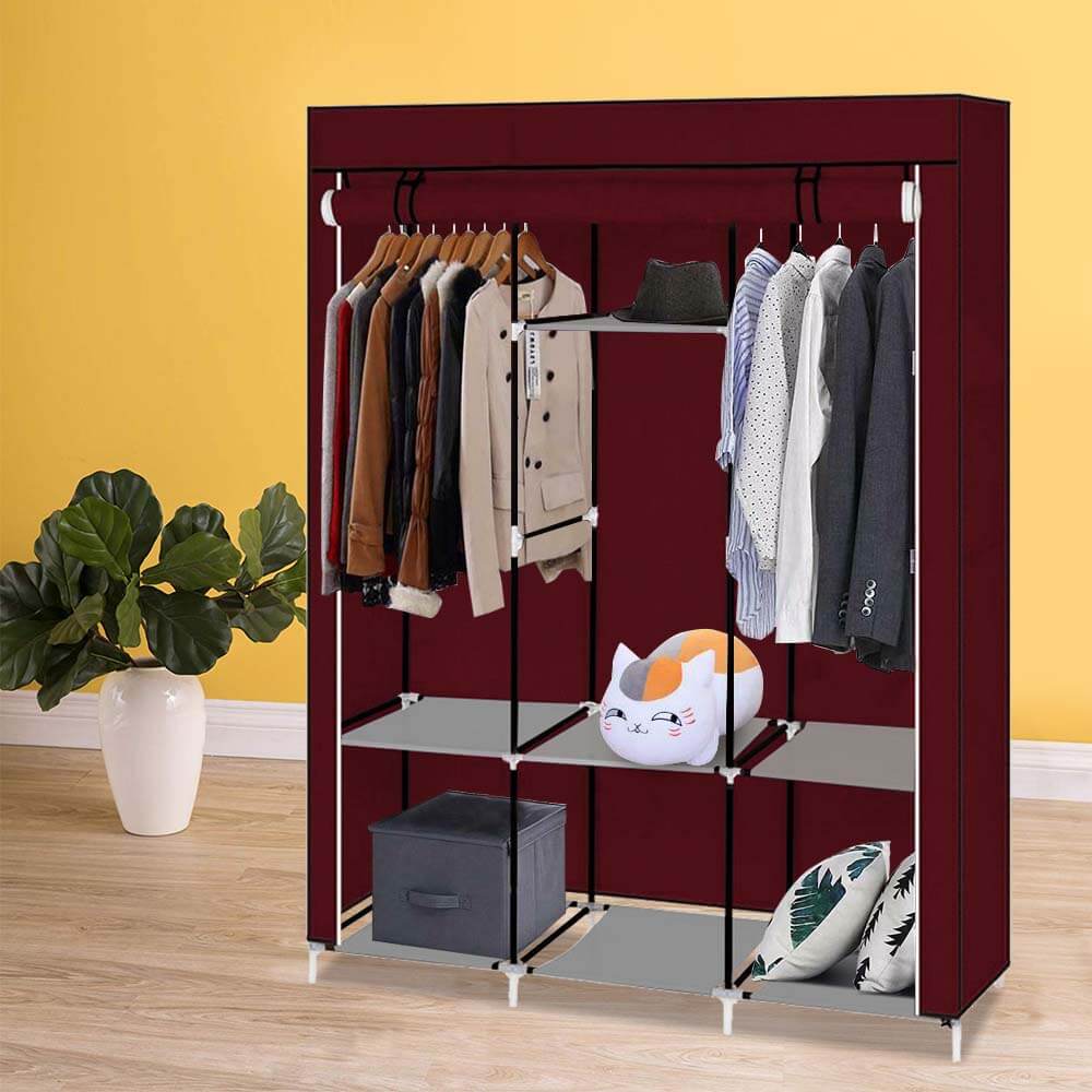Mobile wardrobe in size 130x45x170 cm - burgundy-2