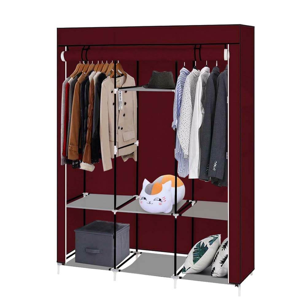 Mobile wardrobe in size 130x45x170 cm - burgundy-1