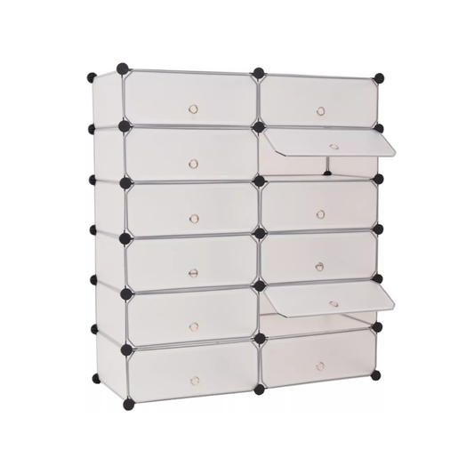 Plastic shoe storage cabinet with batteries, 2 colors - white-0
