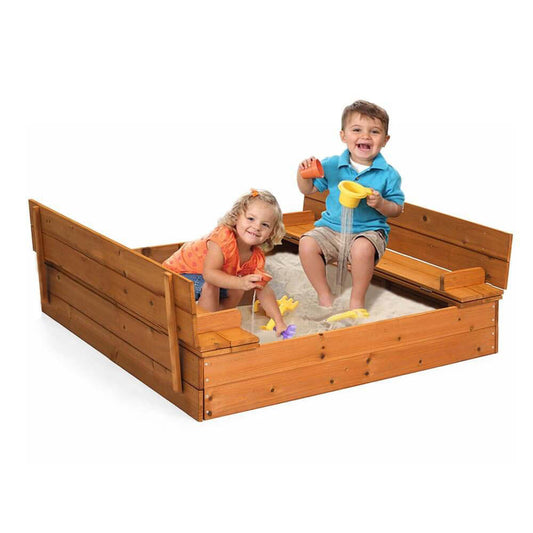 Wooden sandbox with a roof that can be converted into a bench-0