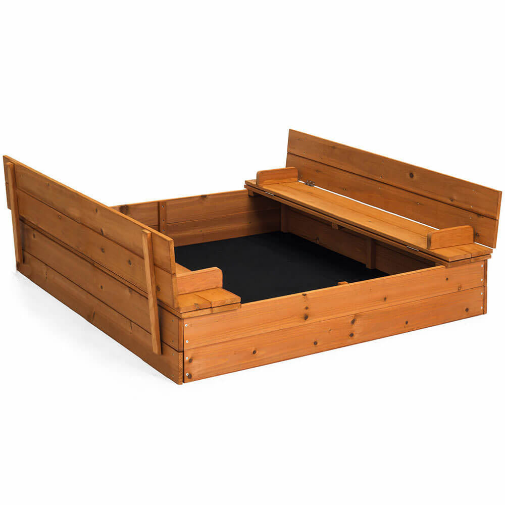 Wooden sandbox with a roof that can be converted into a bench-4