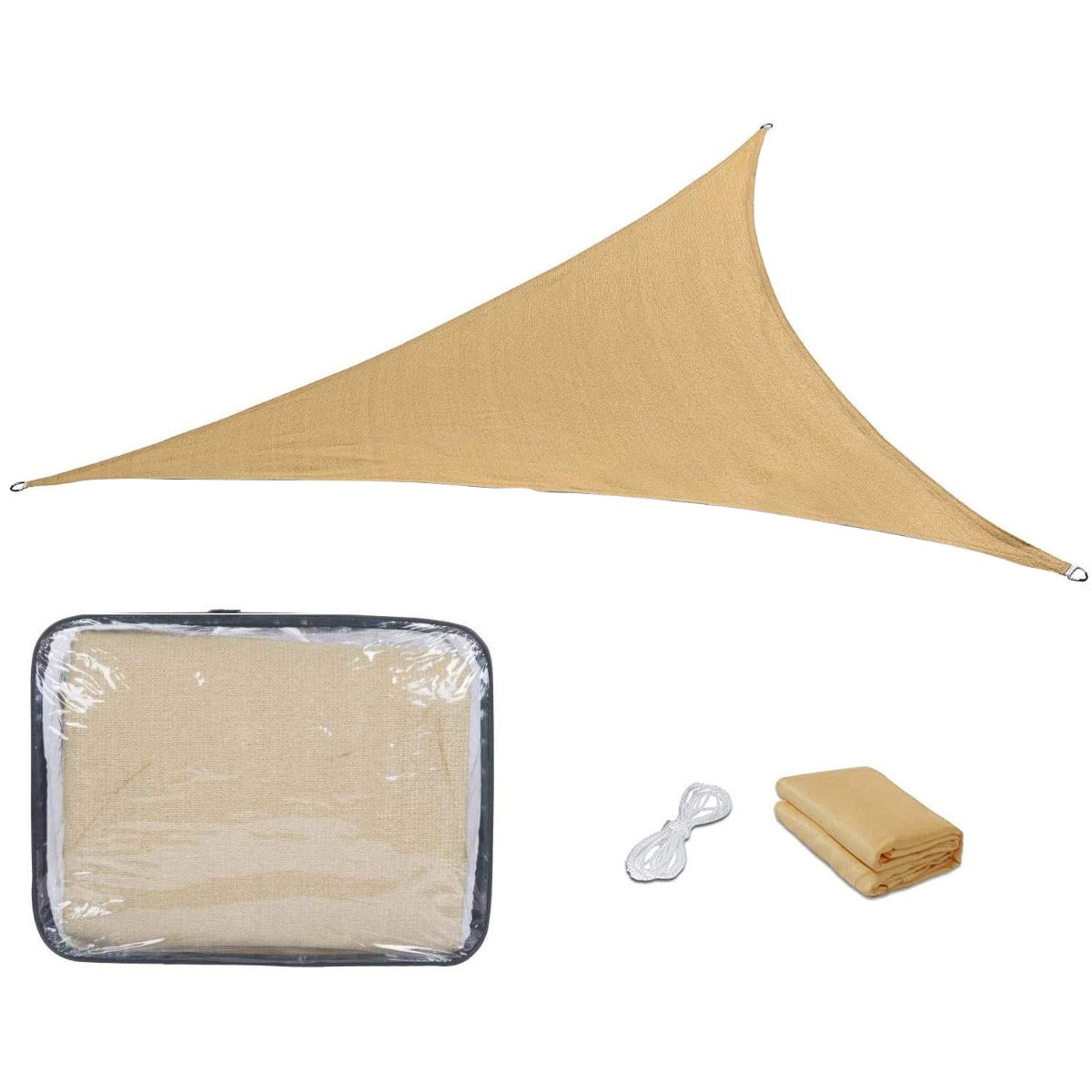 Square sun sail, 3.6 meters, several types-triangular, polyethylene, beige-2