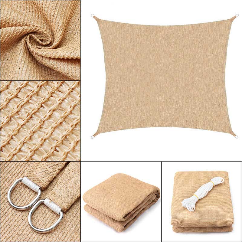 Square sun sail, 3.6 meters, in several types - square shape, polyethylene, beige-1