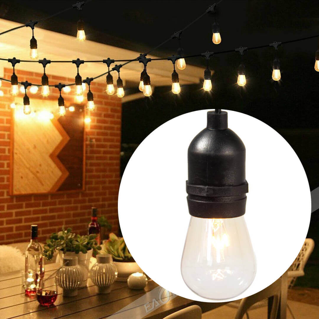 Waterproof decor burner line, with 15 E27 LED lamps, 14.6 m, warm white-2