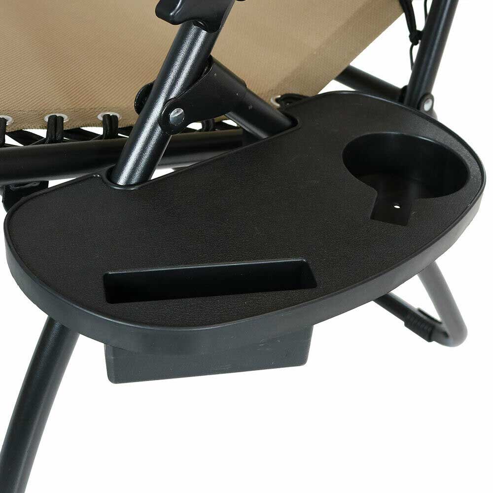 Zero gravity garden chair with gift cup holder, 2 pcs-beige-4